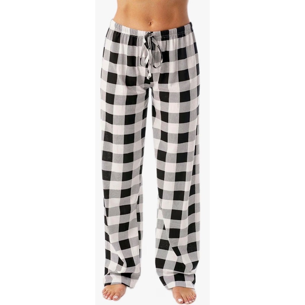 NEW - Just Love Buffalo Plaid Pajama Pants Black White Checkered 2 Pack Medium